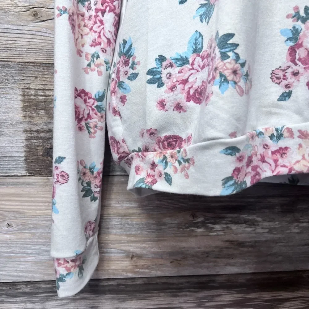 YaYa Club Open Back Crochet Trimmed Loose Fit Floral Sweatshirt 💗